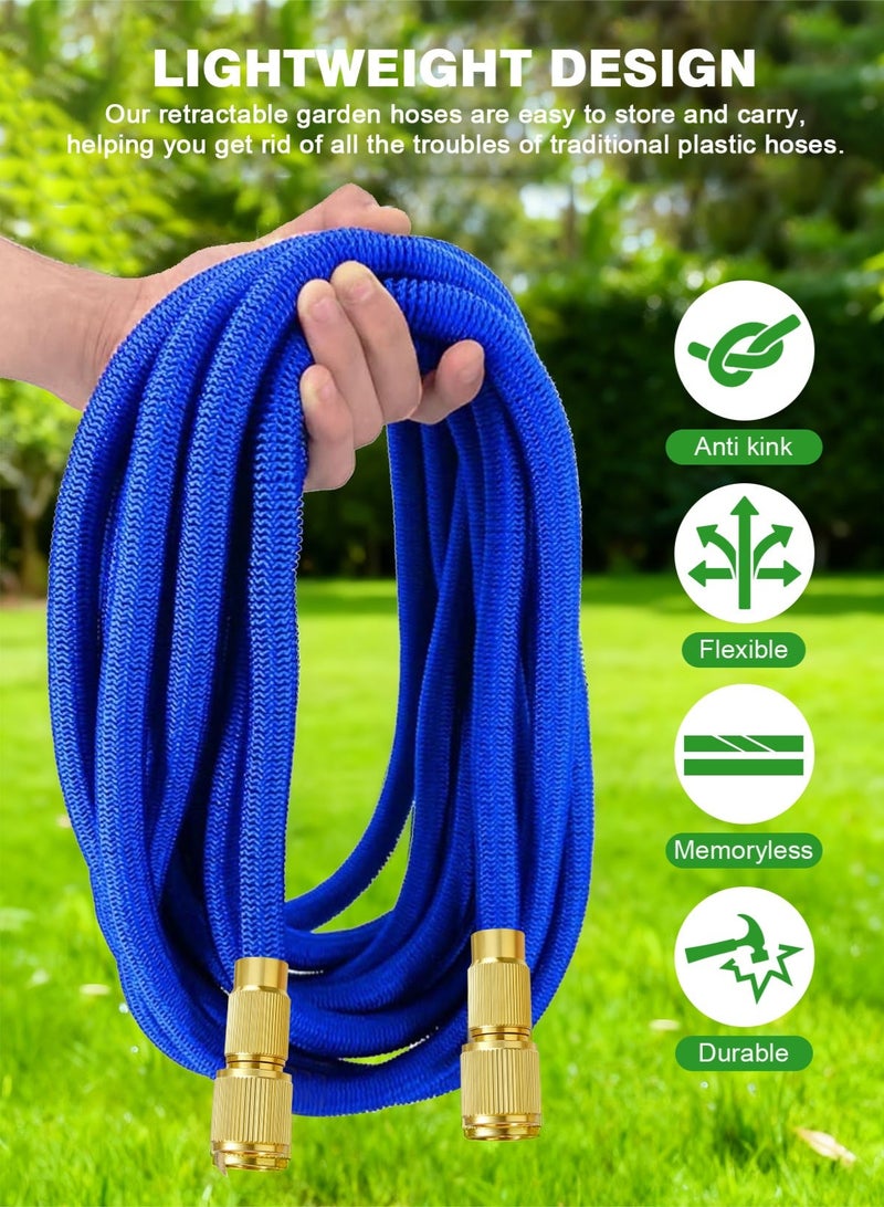 هومار كيت خرطوم حديقة بطول 50 قدمًا، خرطوم حديقة قابل للتمدد مع فوهة بثلاثة أنماط رش، وصلات نحاسية صلبة مقاس ½ بوصة و¾ بوصة، غسالة ضغط عالي مع خرطوم قابل للتمدد خفيف الوزن ومتين من قماش 3800D مع 3 طبقات من اللاتكس، سهل التخزين - Image 5